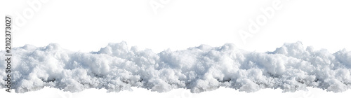 Realistic white snow pile texture seamless border. frozen winter landscape element for design