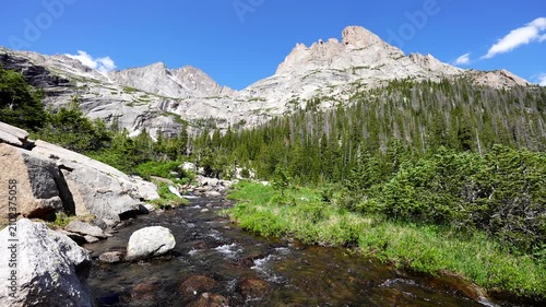 River flowing from Black Lake in RMNP Rocky Mountain National Park with sound audio of stream.