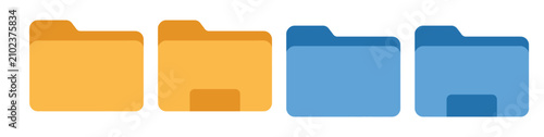 Folder Icon Set - Yellow and Blue File Folder 3D Style Vector Collection