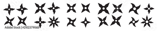 Bild auf Leinwand set of vector shuriken with silhouette style