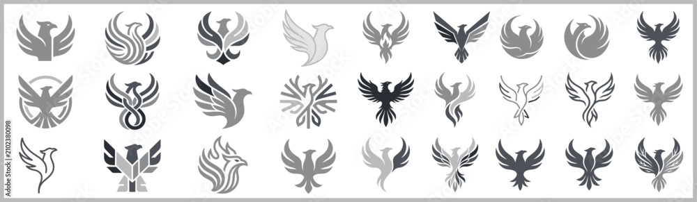 Fototapeta premium Logo. Phoenix. Emblems, Symbols, Designs.