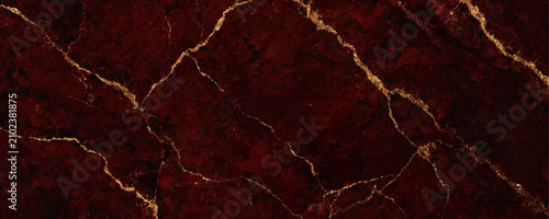 Luxury Dark Red Marble Texture with Elegant Gold Veins Background