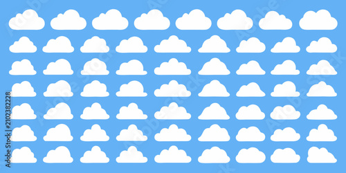 Konstfotografi White cloud shapes arranged on a blue background vector illustration