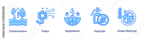 Foto Green future icon set featuring environmental degradation pesticide pollution an