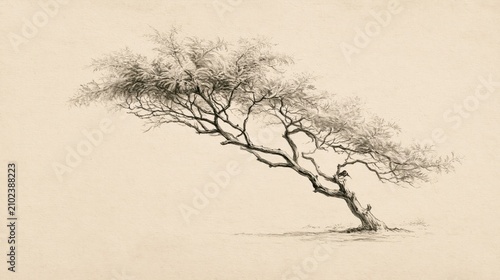 Elegant Sketched Tree - A Minimalist Interpretation of Nature's Beauty and Resilience