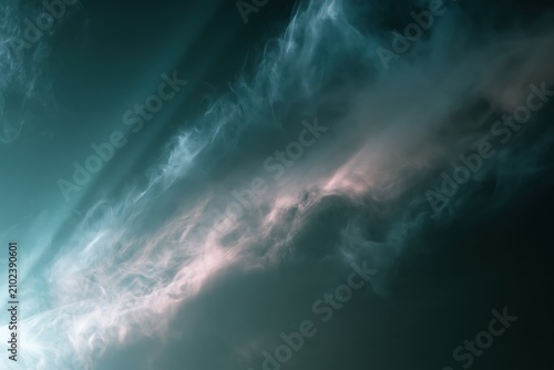 Ethereal Mist Layers with Subtle Light Beams in Dark Background