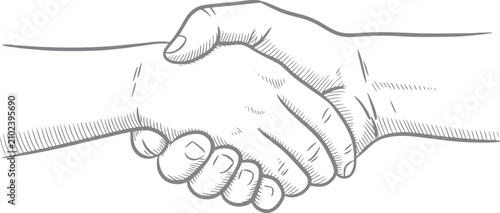 Fotografía Dibujo a mano de dos personas dándose la mano, que representa un acuerdo comerci