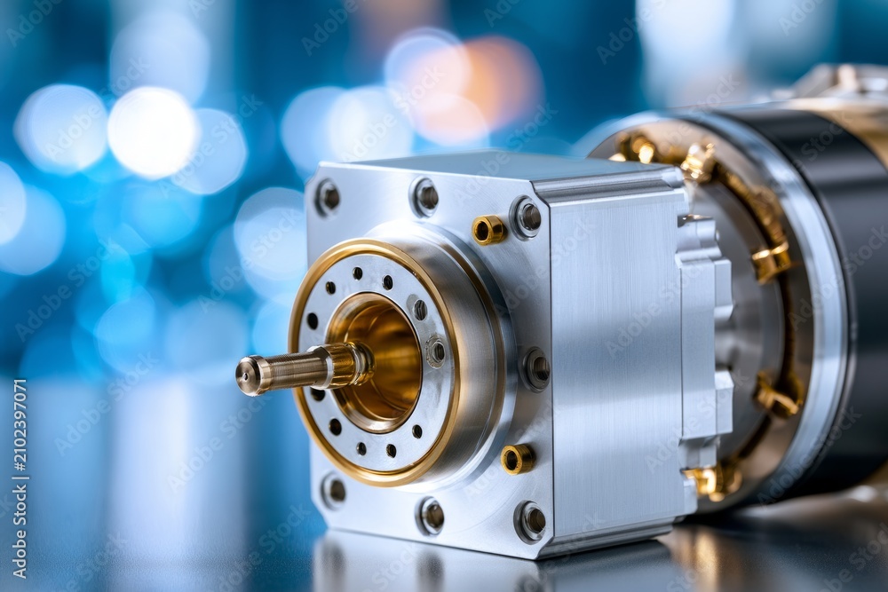 Fototapeta premium High Precision Servo Motor Encoder Housing with Detailed Engineering Design Features