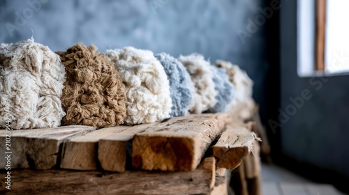 Traditional Wool Sorting on Bench Showcase Featuring Natural Sheep Fleece in Various Colors