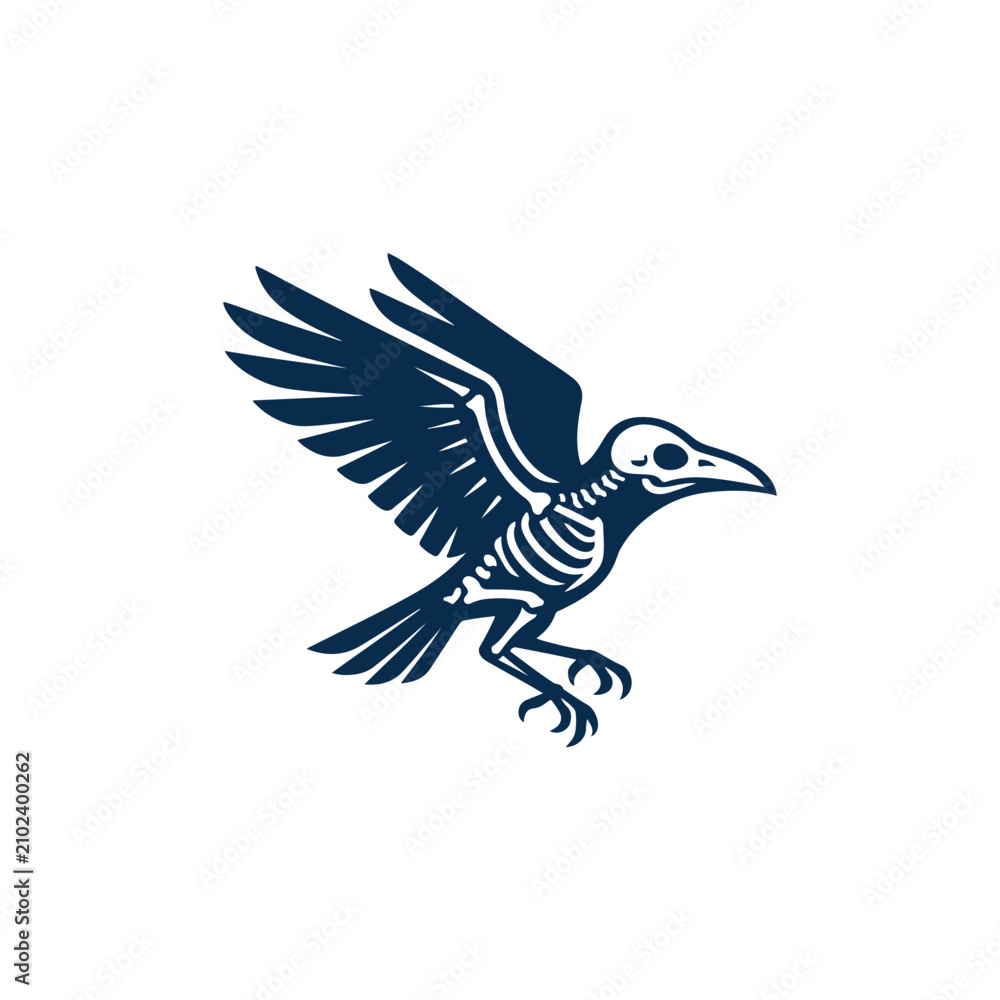 Fototapeta premium Flying Skeleton Raven Logo