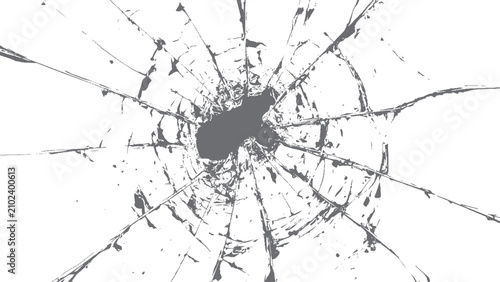 Broken Transparent Glass Texture Overlay with Shattered Crack Vector Background
