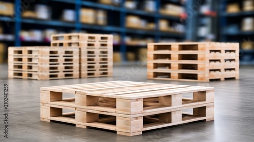 Staging Area with Organized Wooden Pallets for Preparation in Warehouse Setting