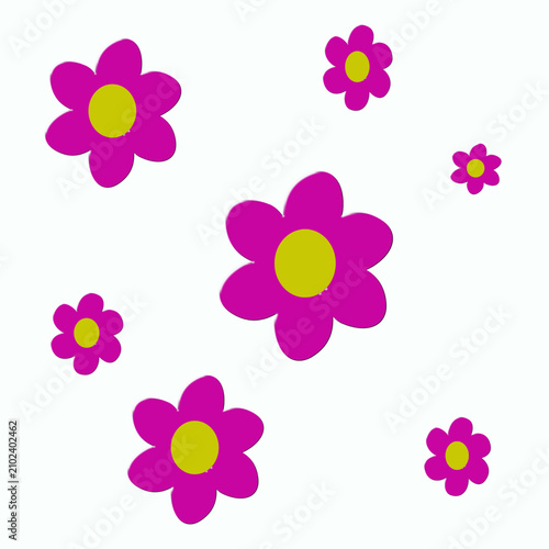  pink flowers different sizes floral design.eps