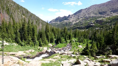 A Rocky Mountain National Park river carves its way down a mountain.