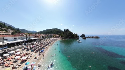 Parga resort town, mainland coastal town in Greece, Aerial view