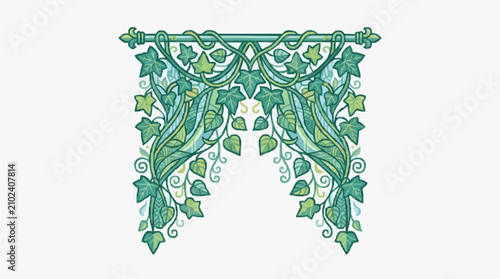 Photos Ornate Green Floral Archway Illustration Design.
