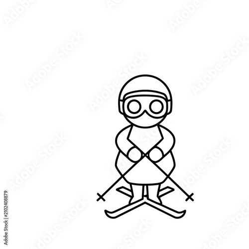 Stylized skier with goggles and helmet