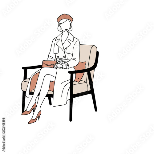Woman in Trench Coat Sitting in Chair