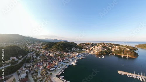 tunning Sunrise Aerial of Syvota Greece Crystal Clear Coastline