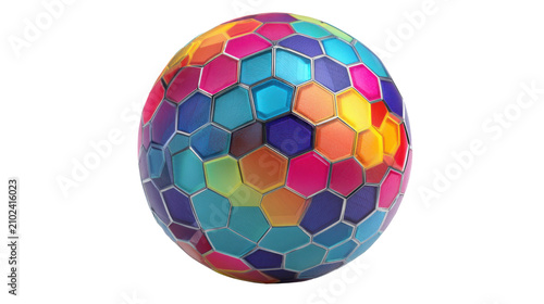 
Colorful mosaic pattern soccer ball isolated on transparent background
