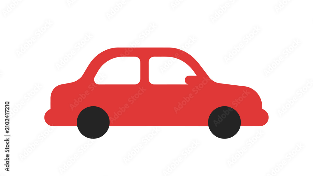 Fototapeta premium Red car flat icon illustration isolated on white background for transport and vehicle concepts