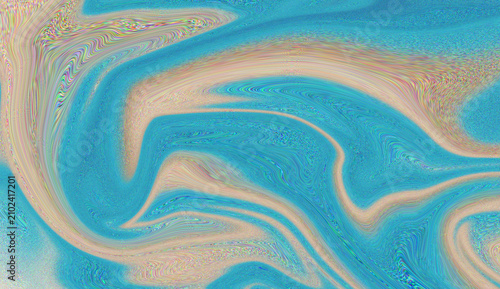 Foto Dynamic flowing teal and soft sand liquid texture creating a mesmerizing abstrac