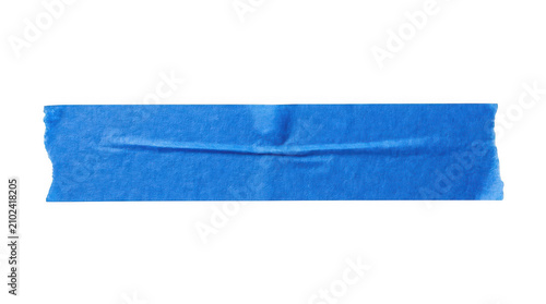 A single strip of blue painter masking tape isolated on transparent background