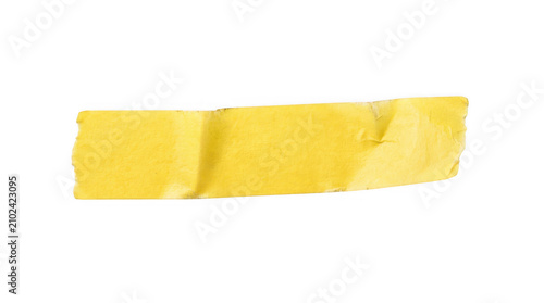 A single strip of yellow masking tape isolated on transparent background