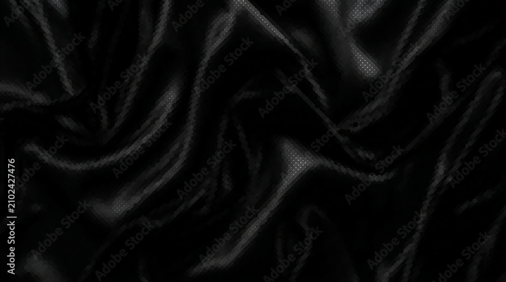 Fototapeta premium Abstract black halftone flowing folds seamless vector pattern