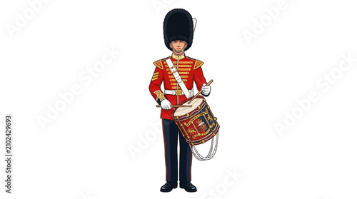 Fotografie British Royal Guard Drummer Vector Illustration