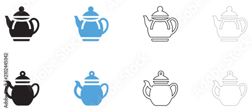 Fotografia Teapot ceramic kettle vector icon, tea drinking kettle symbol vector, silhouette