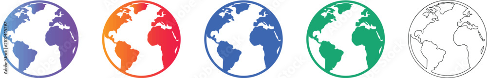 Obraz premium Global Earth Globe Icons for Web Design