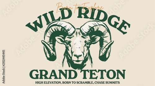 Tableau sur toile Mountain adventure vintage print design for t shirt