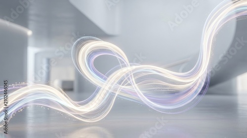 A futuristic, abstract light trail design with a modern, sleek background.