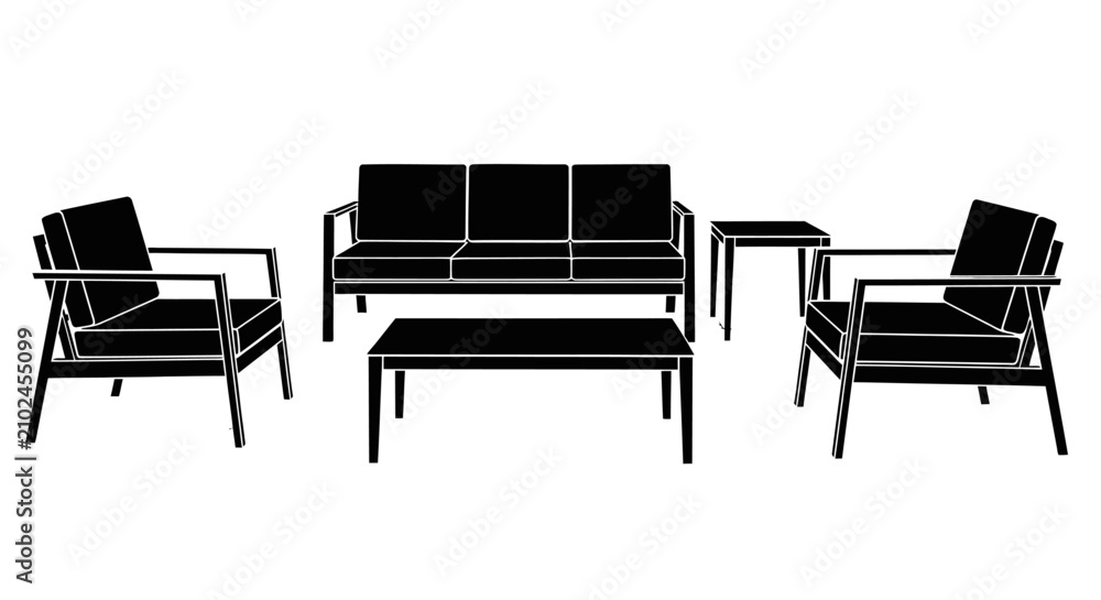 Fototapeta premium Modern contemporary furniture silhouette collection for living space