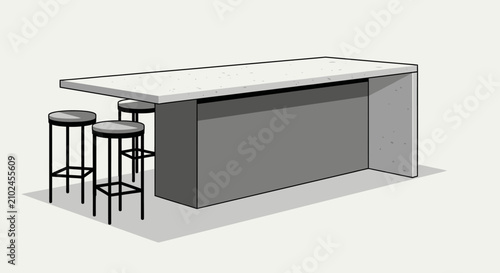 Modern kitchen island with counter stools and clean design