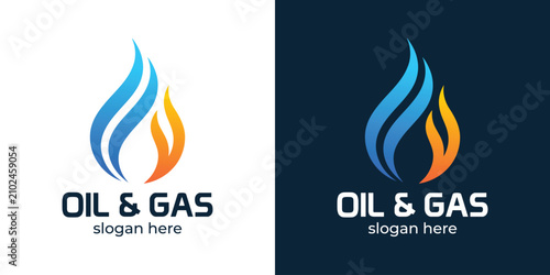 Принти на полотні Creative illustration of simple water oil with gas and or fire logo design
