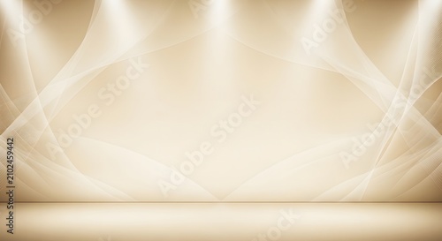 Abstract beige studio background with soft glowing light