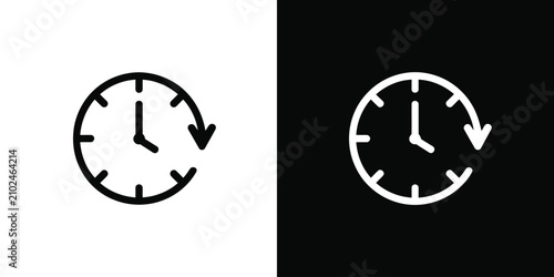 Konstfotografi Clock icon set with clockwise arrow representing time progression, update, refre