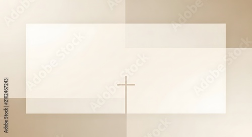 Minimalist christian cross symbol on soft beige background
