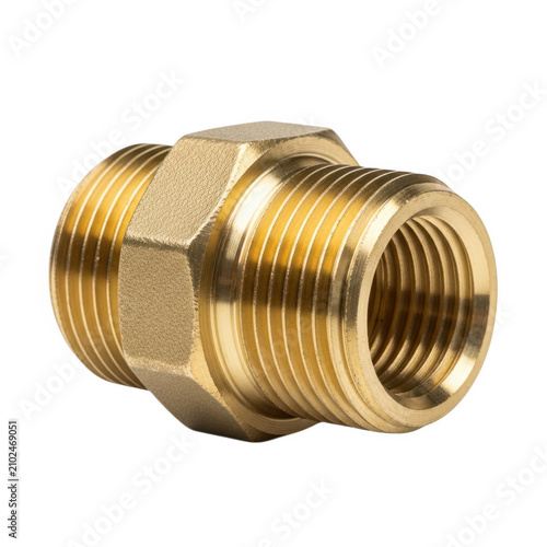 Brass pipe coupling with male and female threads