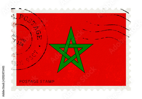 Foto Morocco flag png post stamp sticker, transparent background