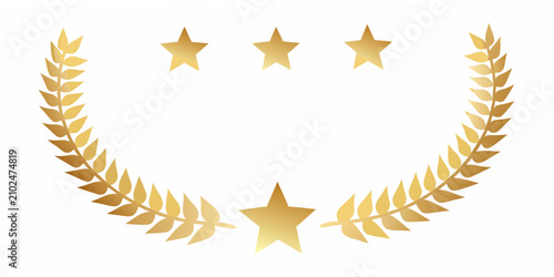 Foto Golden Laurel Wreath With Stars Vector Illustration On White Background
