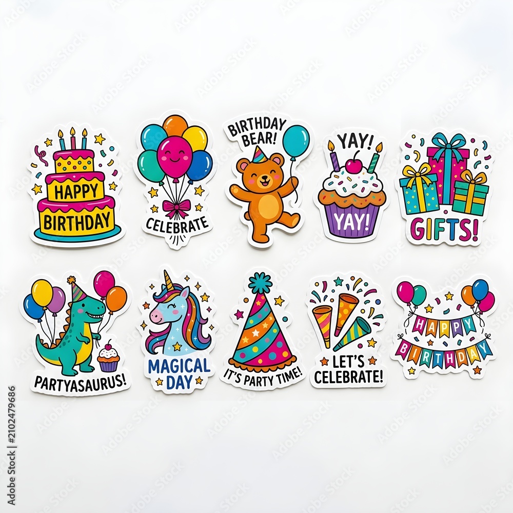 Naklejka premium stickers of happy birthday