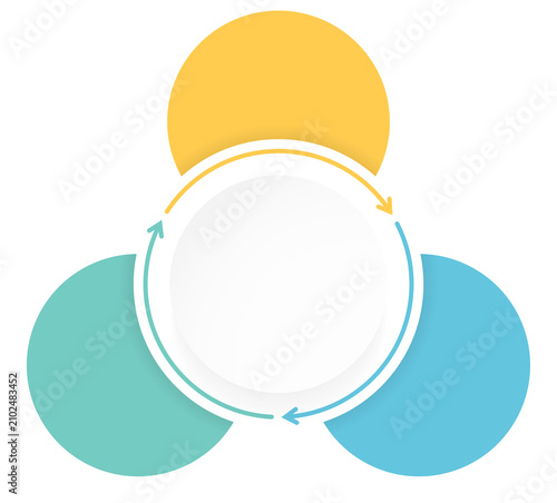 Three step circular infographic template with arrows
