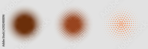 Set of halftone circles. Vector illustration.