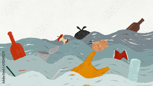 Canvas-taulu Ocean plastic pollution desktop wallpaper, environmental issue