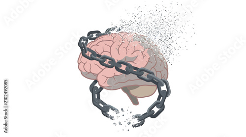Картината върху платно Heavy Chain Shattering Around Brain into Silver Dust