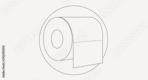 Bild auf Leinwand Toilet paper roll simple line graphic on neutral background