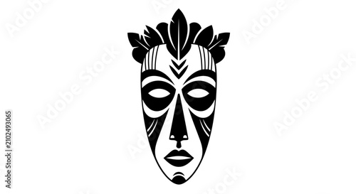 Foto Tribal mask design with feathers and geometric patterns